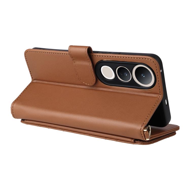 For vivo V50 Lite 5G Multifunctional 6-Card Slots Leather Phone Case with Wrist Strap
