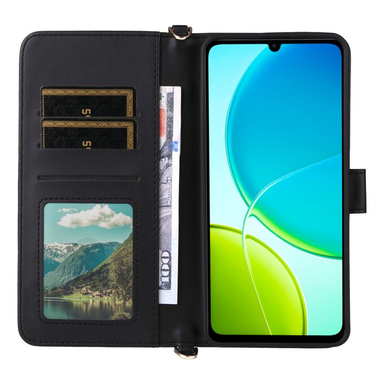 For vivo Y04 4G / Y29s 5G Multifunctional 6-Card Slots Leather Phone Case with Wrist Strap