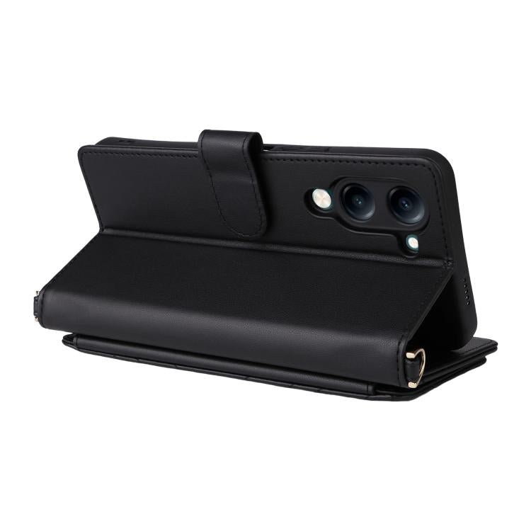 For vivo Y04 4G / Y29s 5G Multifunctional 6-Card Slots Leather Phone Case with Wrist Strap