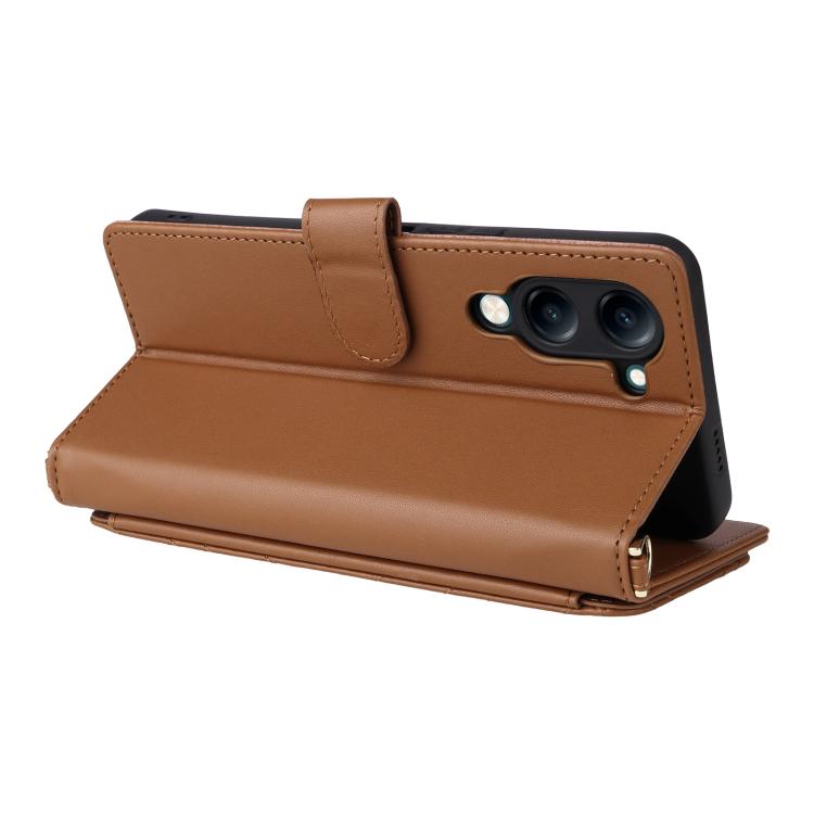 For vivo Y04 4G / Y29s 5G Multifunctional 6-Card Slots Leather Phone Case with Wrist Strap