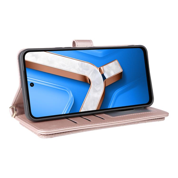 For vivo Y29 4G / T4x 5G Multifunctional 6-Card Slots Leather Phone Case with Wrist Strap