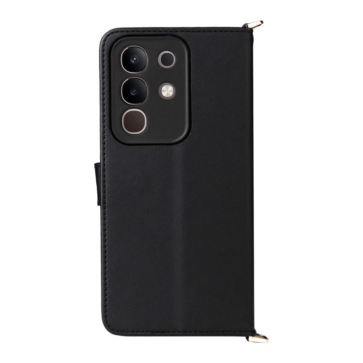 For vivo Y29 4G / T4x 5G Multifunctional 6-Card Slots Leather Phone Case with Wrist Strap