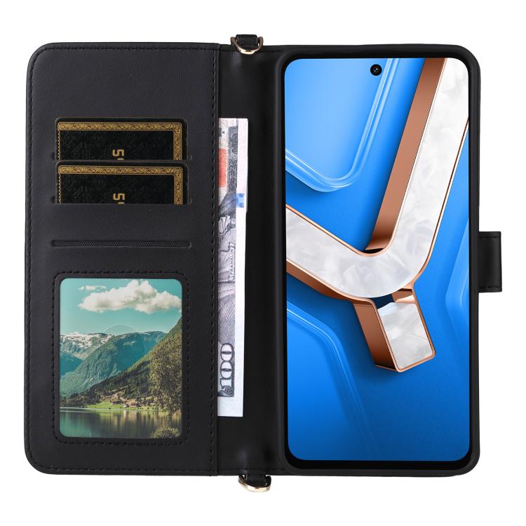 For vivo Y29 4G / T4x 5G Multifunctional 6-Card Slots Leather Phone Case with Wrist Strap