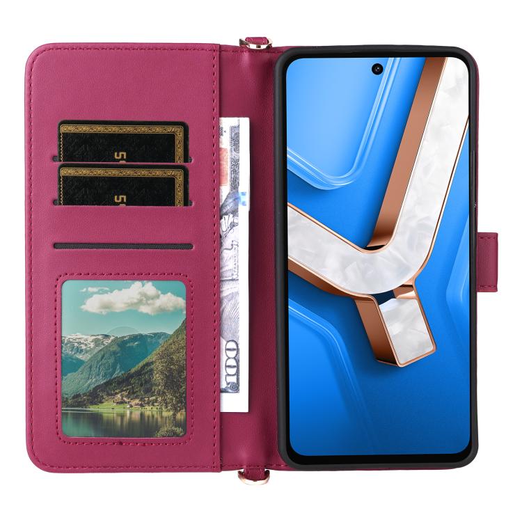 For vivo Y29 4G / T4x 5G Multifunctional 6-Card Slots Leather Phone Case with Wrist Strap