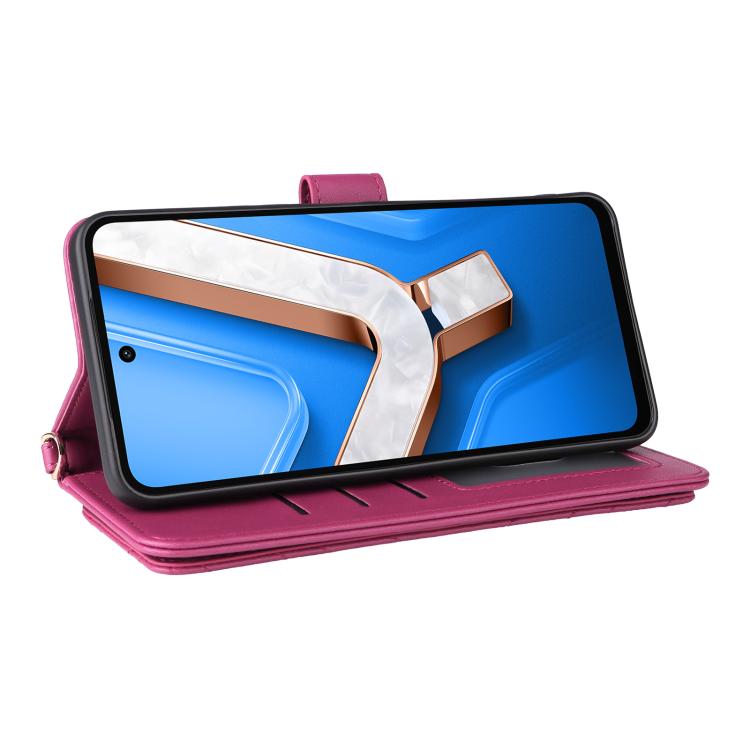 For vivo Y29 4G / T4x 5G Multifunctional 6-Card Slots Leather Phone Case with Wrist Strap