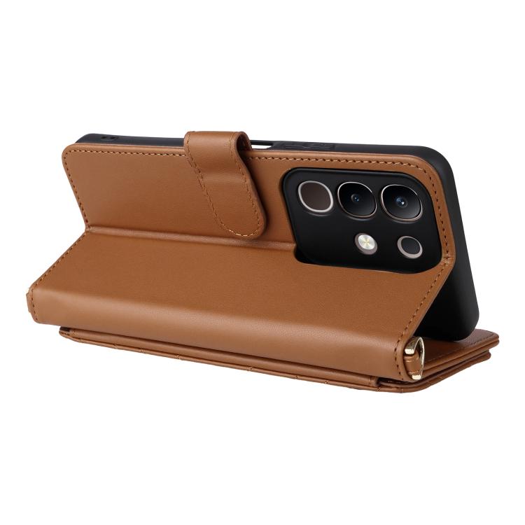 For vivo Y29 4G / T4x 5G Multifunctional 6-Card Slots Leather Phone Case with Wrist Strap