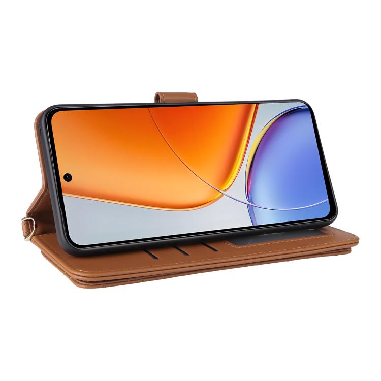 For vivo Y39 5G / Y300i 5G Multifunctional 6-Card Slots Leather Phone Case with Wrist Strap