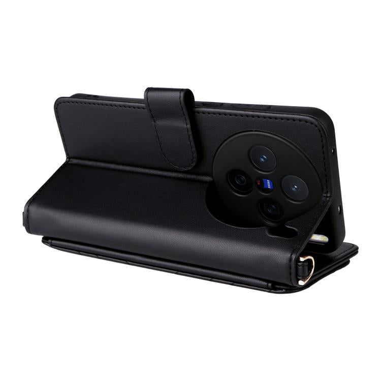 For vivo X200s 5G Multifunctional 6-Card Slots Leather Phone Case with Wrist Strap