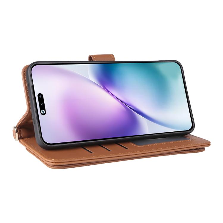 For vivo X200s 5G Multifunctional 6-Card Slots Leather Phone Case with Wrist Strap