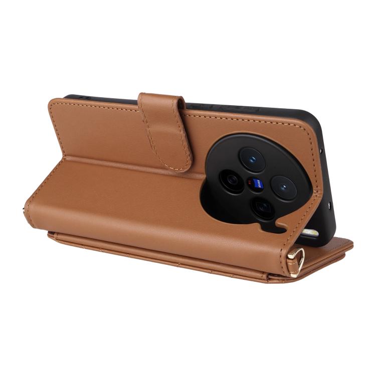 For vivo X200s 5G Multifunctional 6-Card Slots Leather Phone Case with Wrist Strap