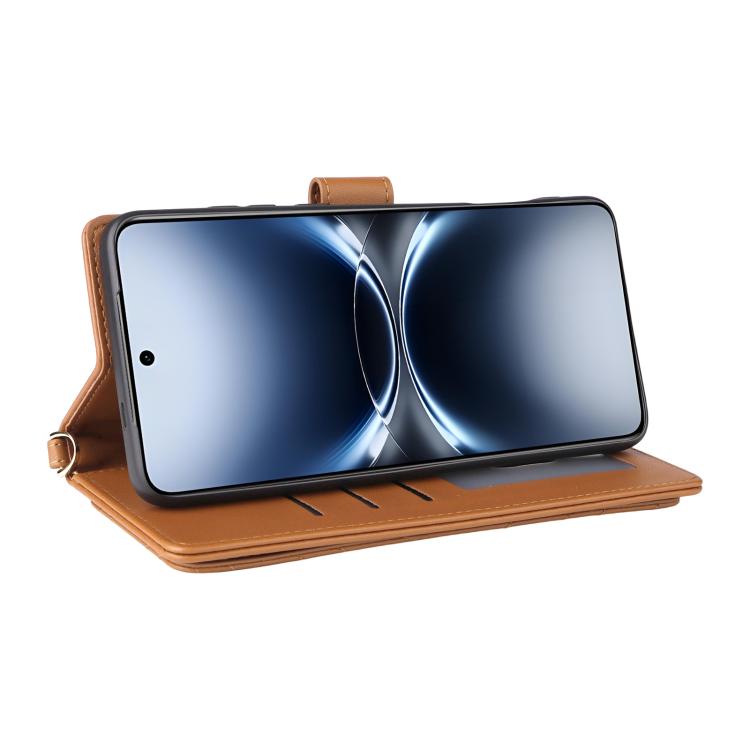 For vivo X200 Ultra 5G Multifunctional 6-Card Slots Leather Phone Case with Wrist Strap