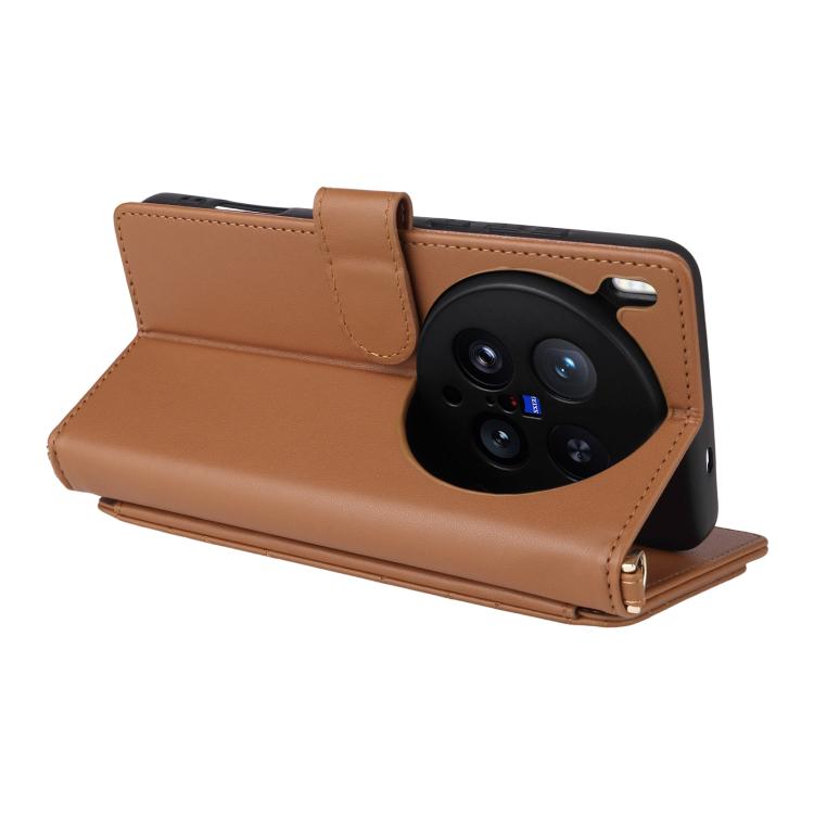 For vivo X200 Ultra 5G Multifunctional 6-Card Slots Leather Phone Case with Wrist Strap