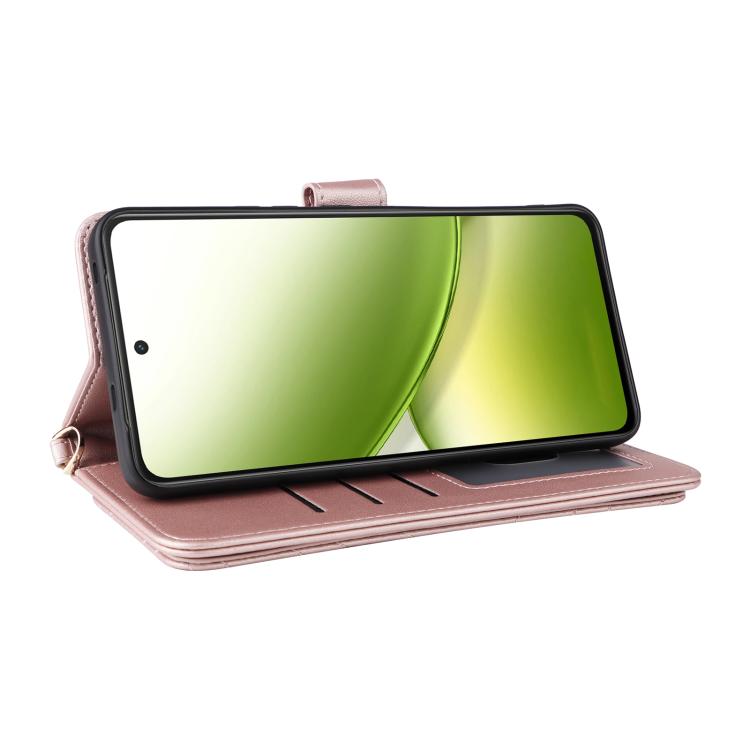 For vivo Y400 4G / 5G / iQOO Z10 Lite 4G Multifunctional 6-Card Slots Leather Phone Case with Wrist Strap