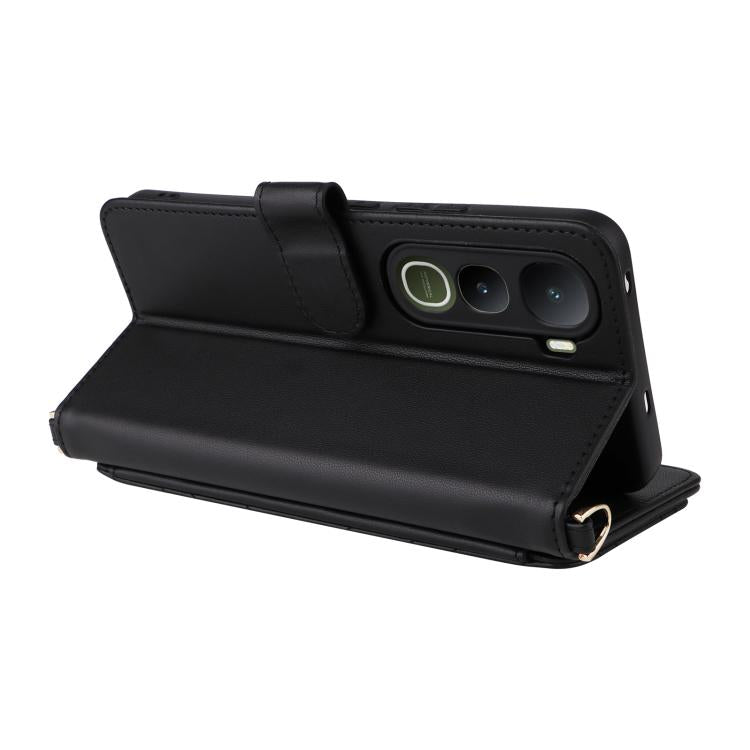 For vivo Y400 4G / 5G / iQOO Z10 Lite 4G Multifunctional 6-Card Slots Leather Phone Case with Wrist Strap