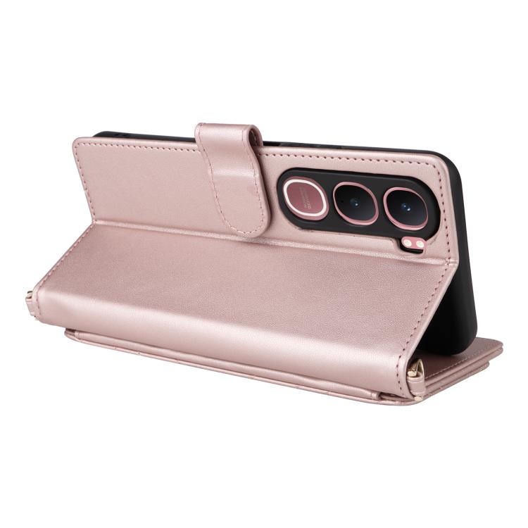 For vivo Y31 5G / Y21d Multifunctional 6-Card Slots Leather Phone Case with Wrist Strap
