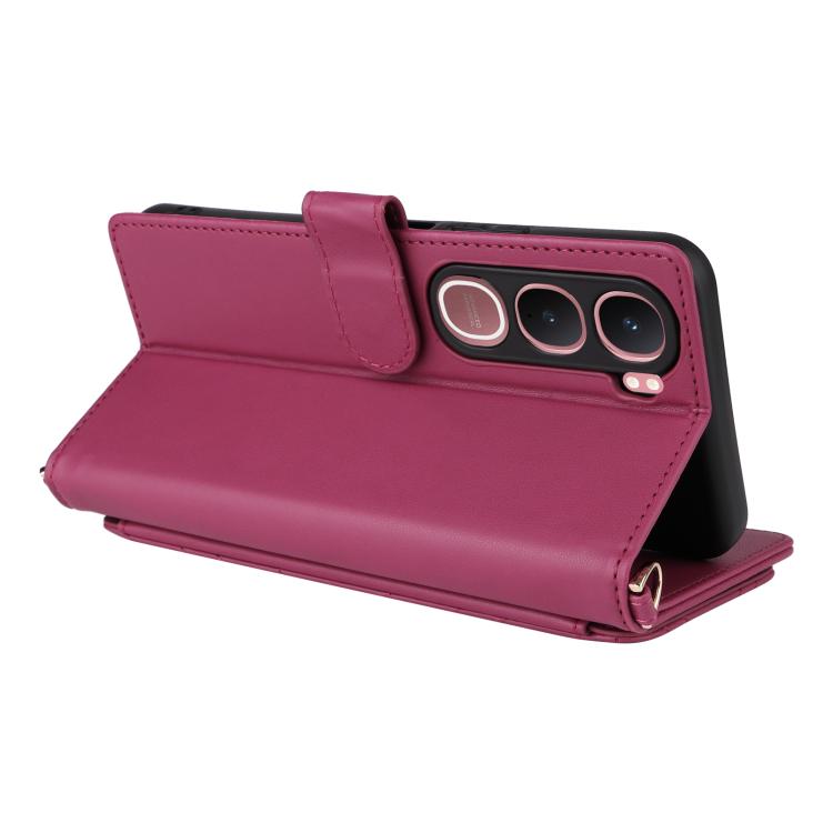 For vivo Y31 5G / Y21d Multifunctional 6-Card Slots Leather Phone Case with Wrist Strap