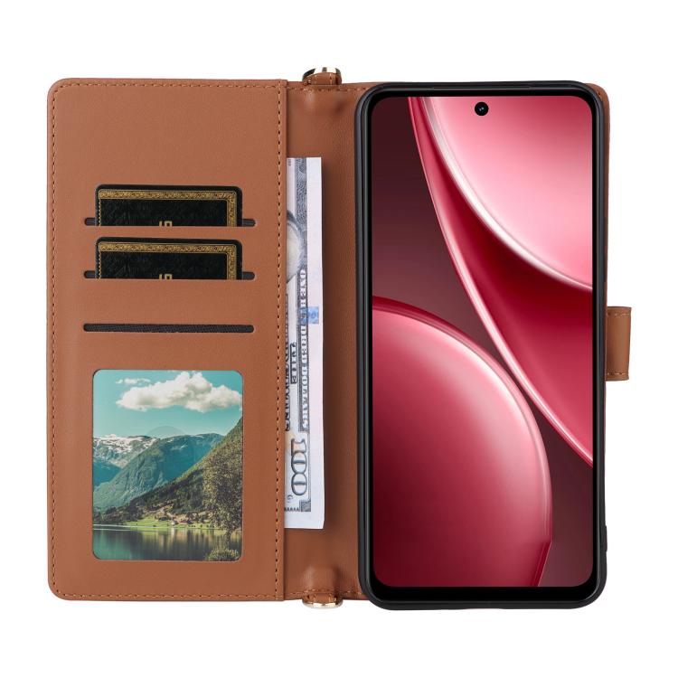 For vivo Y31 5G / Y21d Multifunctional 6-Card Slots Leather Phone Case with Wrist Strap