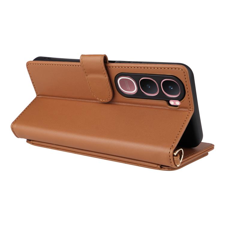 For vivo Y31 5G / Y21d Multifunctional 6-Card Slots Leather Phone Case with Wrist Strap