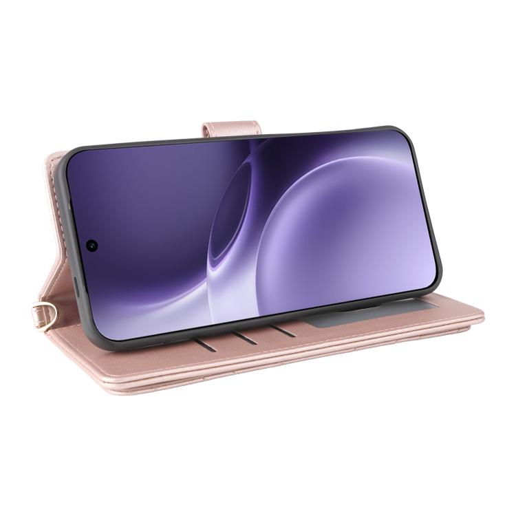 For vivo X300 Pro 5G Multifunctional 6-Card Slots Leather Phone Case with Wrist Strap