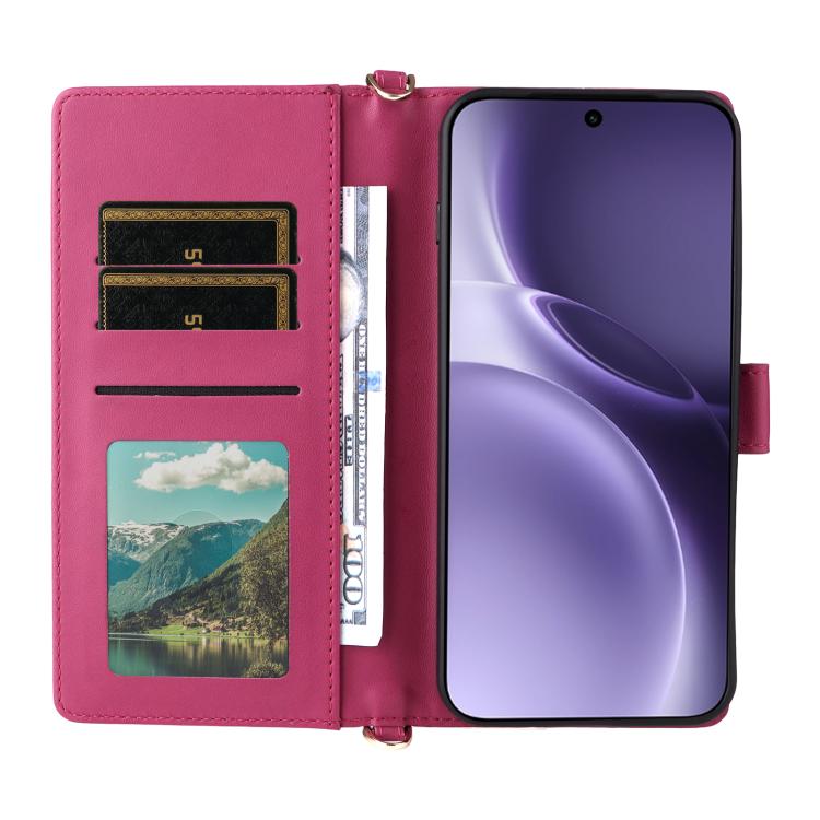 For vivo X300 Pro 5G Multifunctional 6-Card Slots Leather Phone Case with Wrist Strap