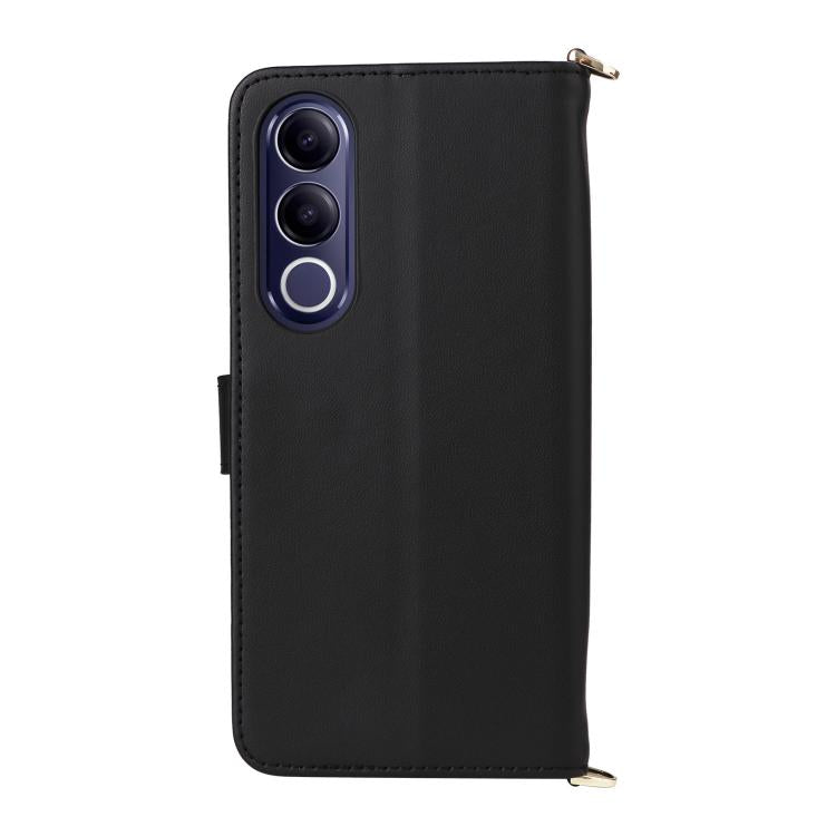 For vivo V70 FE 5G Multifunctional 6-Card Slots Leather Phone Case with Wrist Strap