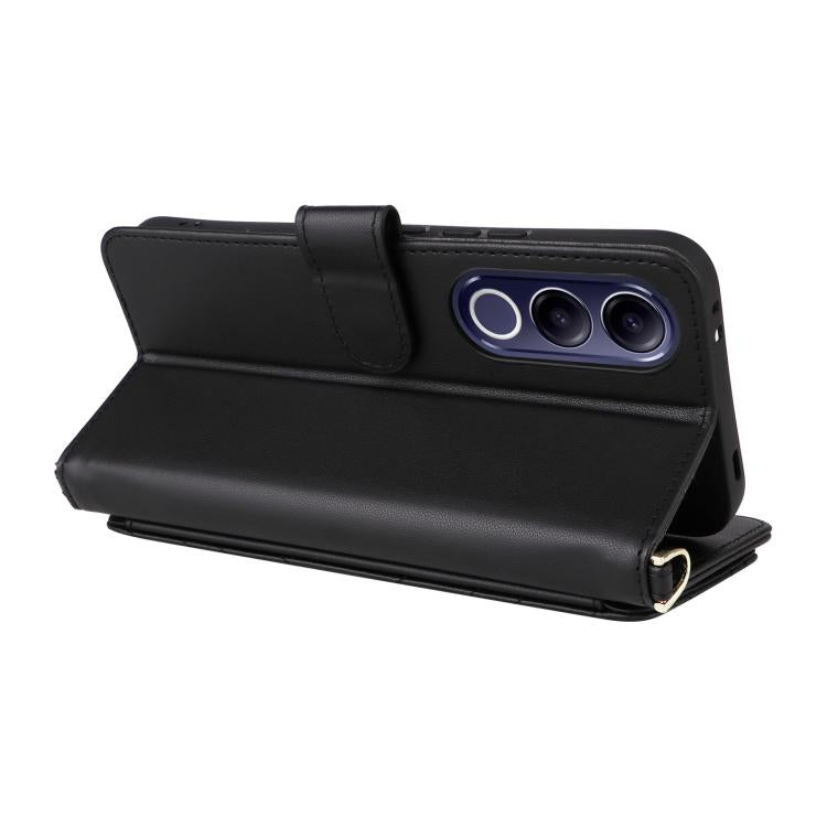 For vivo V70 FE 5G Multifunctional 6-Card Slots Leather Phone Case with Wrist Strap