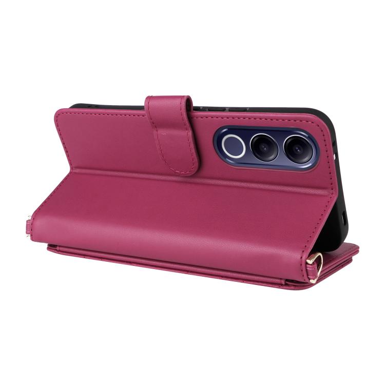 For vivo V70 FE 5G Multifunctional 6-Card Slots Leather Phone Case with Wrist Strap