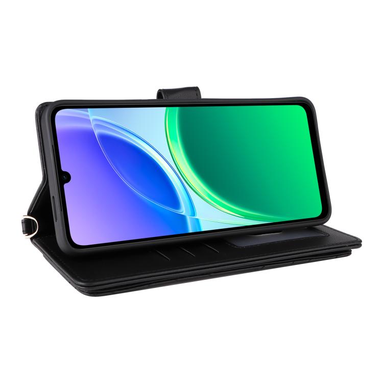 For vivo Y21 5G 2026 / Y05 4G Multifunctional 6-Card Slots Leather Phone Case with Wrist Strap