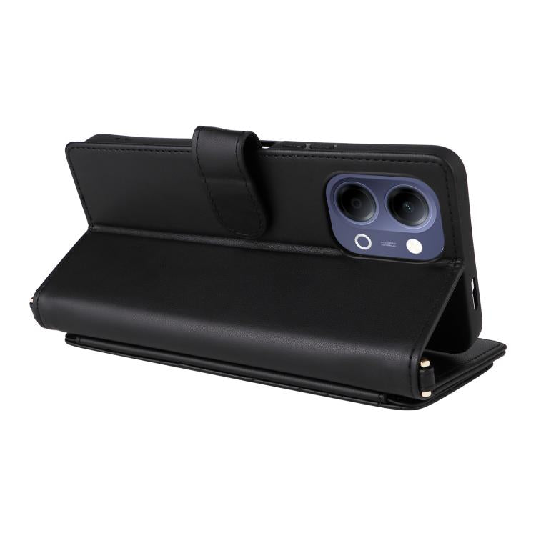 For vivo Y21 5G 2026 / Y05 4G Multifunctional 6-Card Slots Leather Phone Case with Wrist Strap