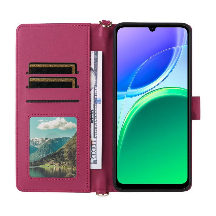 For vivo Y21 5G 2026 / Y05 4G Multifunctional 6-Card Slots Leather Phone Case with Wrist Strap