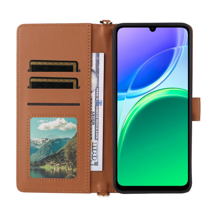 For vivo Y21 5G 2026 / Y05 4G Multifunctional 6-Card Slots Leather Phone Case with Wrist Strap