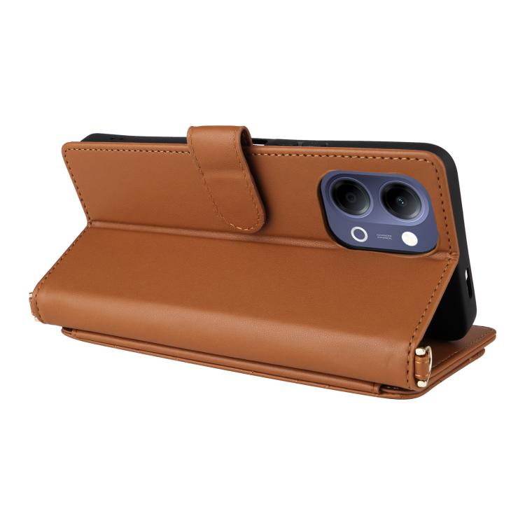 For vivo Y21 5G 2026 / Y05 4G Multifunctional 6-Card Slots Leather Phone Case with Wrist Strap