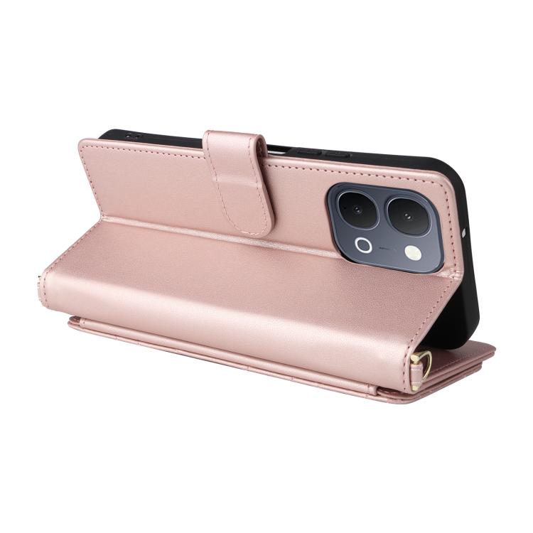 For vivo Y31d 4G / Y500i 5G Multifunctional 6-Card Slots Leather Phone Case with Wrist Strap