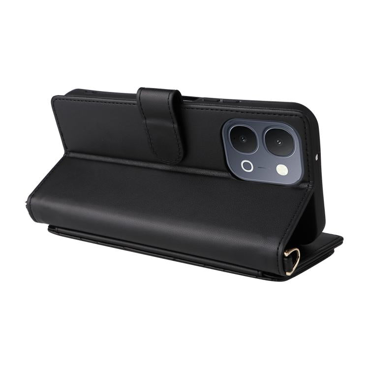 For vivo Y31d 4G / Y500i 5G Multifunctional 6-Card Slots Leather Phone Case with Wrist Strap