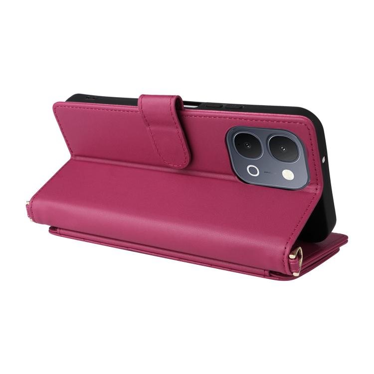 For vivo Y31d 4G / Y500i 5G Multifunctional 6-Card Slots Leather Phone Case with Wrist Strap