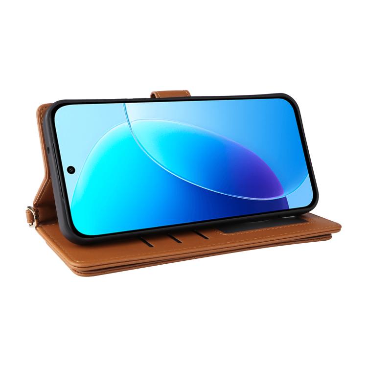 For vivo Y31d 4G / Y500i 5G Multifunctional 6-Card Slots Leather Phone Case with Wrist Strap