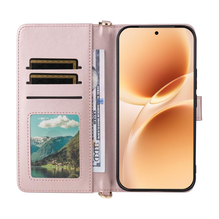For vivo V70 5G / V70 Elite 5G Multifunctional 6-Card Slots Leather Phone Case with Wrist Strap