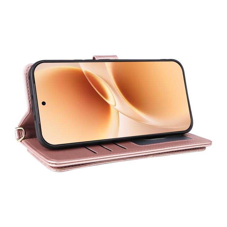 For vivo V70 5G / V70 Elite 5G Multifunctional 6-Card Slots Leather Phone Case with Wrist Strap