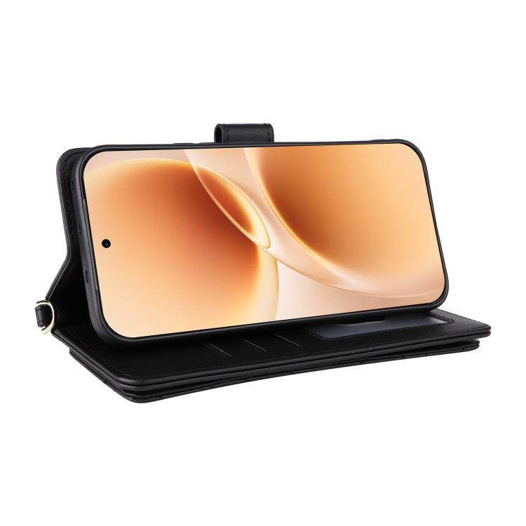For vivo V70 5G / V70 Elite 5G Multifunctional 6-Card Slots Leather Phone Case with Wrist Strap