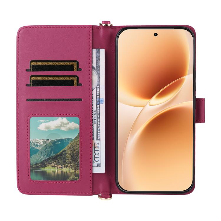 For vivo V70 5G / V70 Elite 5G Multifunctional 6-Card Slots Leather Phone Case with Wrist Strap