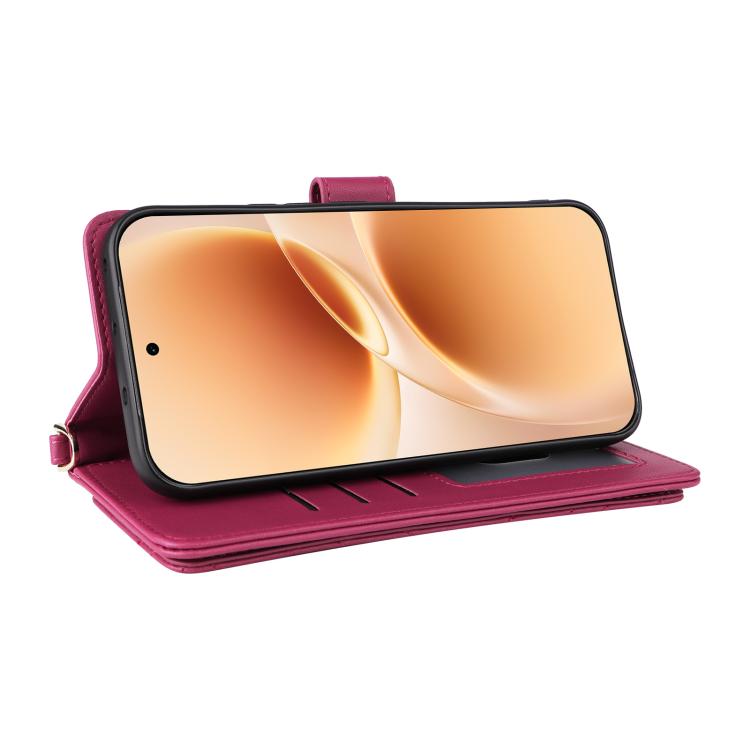 For vivo V70 5G / V70 Elite 5G Multifunctional 6-Card Slots Leather Phone Case with Wrist Strap