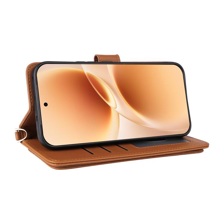 For vivo V70 5G / V70 Elite 5G Multifunctional 6-Card Slots Leather Phone Case with Wrist Strap