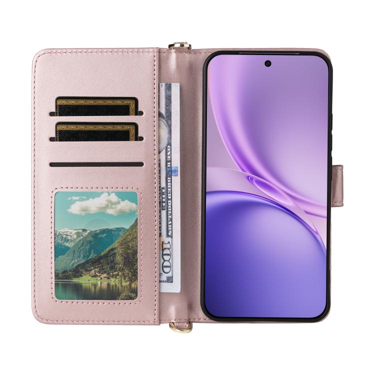 For vivo X300 FE / S50 Pro mini Multifunctional 6-Card Slots Leather Phone Case with Wrist Strap