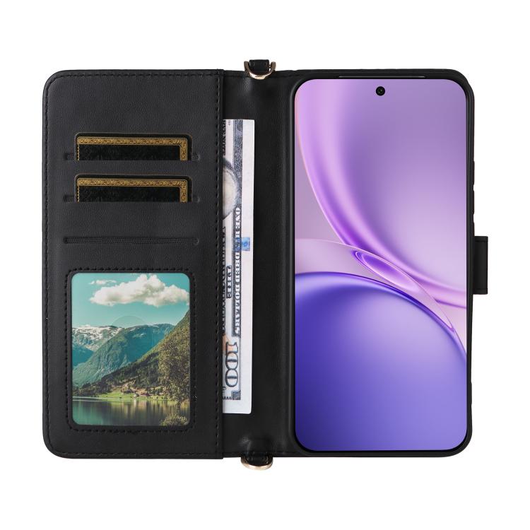 For vivo X300 FE / S50 Pro mini Multifunctional 6-Card Slots Leather Phone Case with Wrist Strap