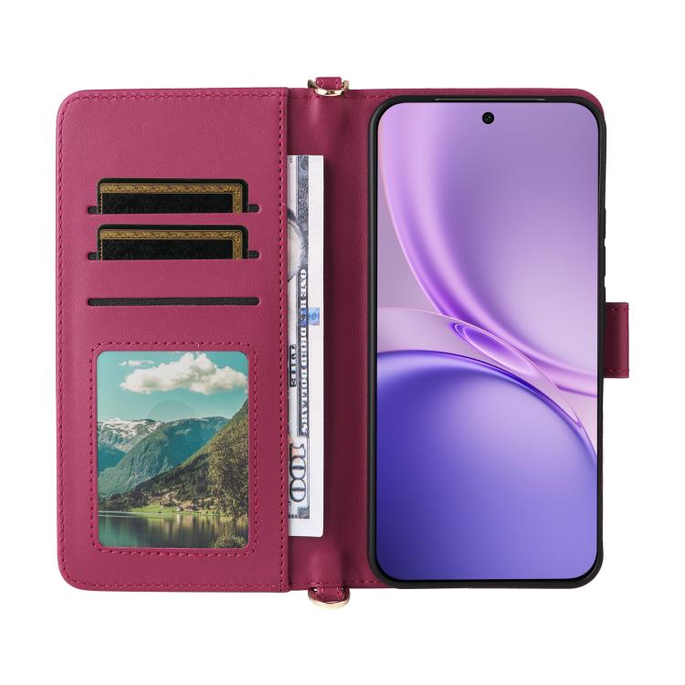 For vivo X300 FE / S50 Pro mini Multifunctional 6-Card Slots Leather Phone Case with Wrist Strap