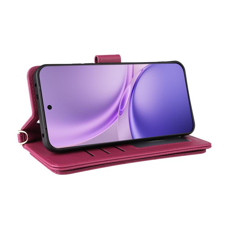 For vivo X300 FE / S50 Pro mini Multifunctional 6-Card Slots Leather Phone Case with Wrist Strap