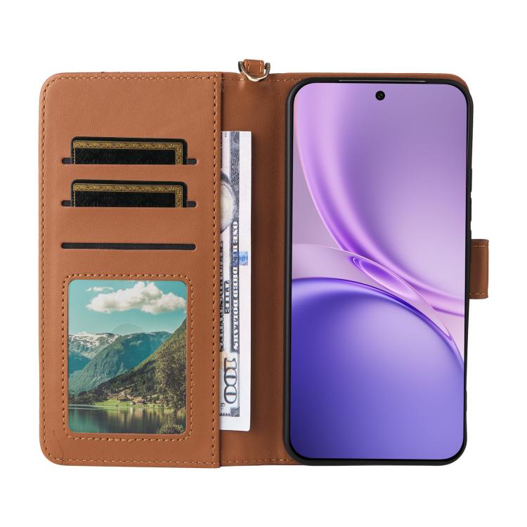 For vivo X300 FE / S50 Pro mini Multifunctional 6-Card Slots Leather Phone Case with Wrist Strap
