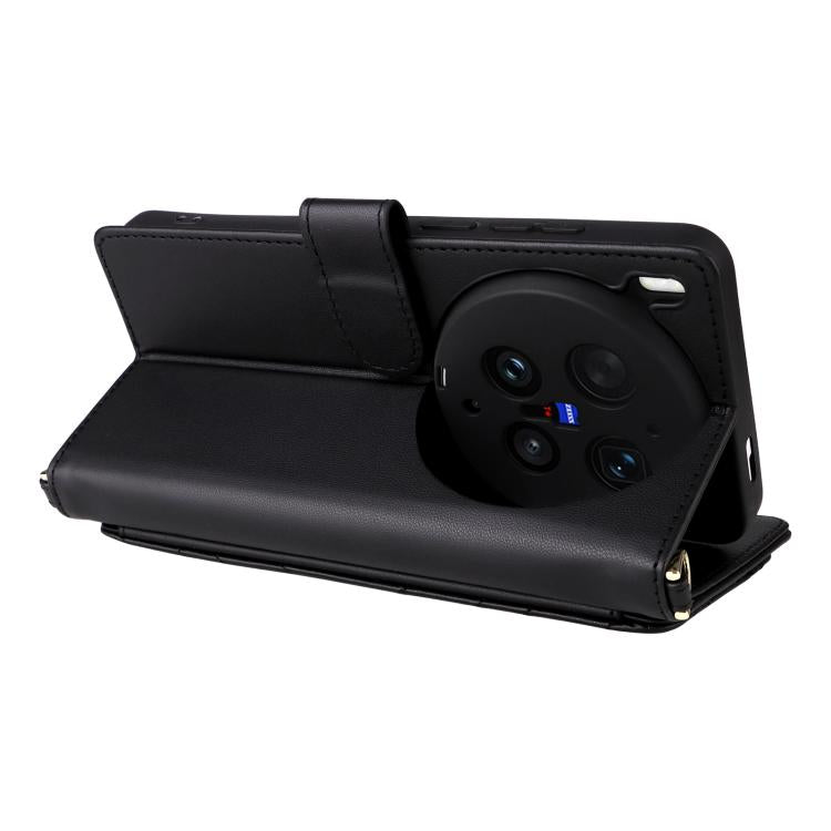 For vivo X300 Ultra Multifunctional 6-Card Slots Leather Phone Case with Wrist Strap