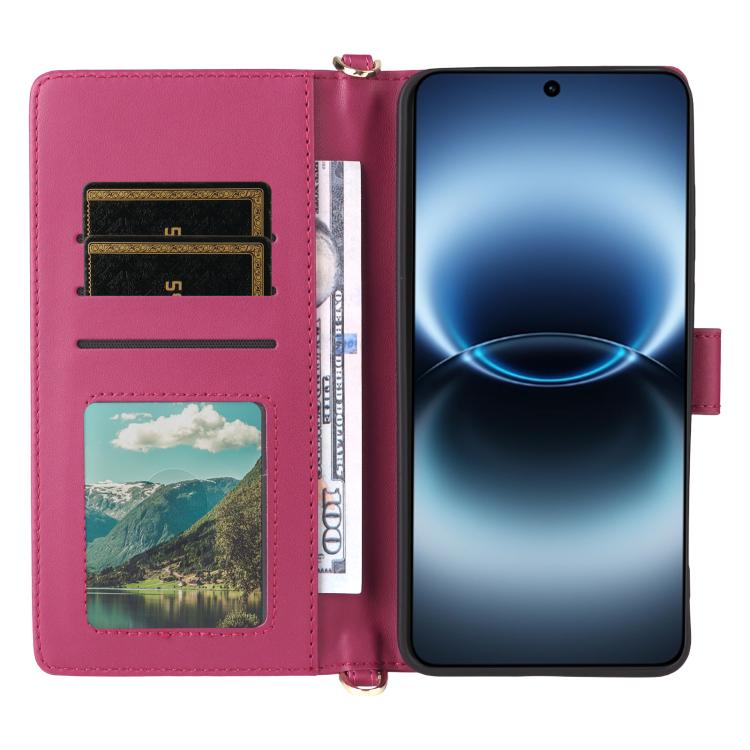 For vivo X300 Ultra Multifunctional 6-Card Slots Leather Phone Case with Wrist Strap