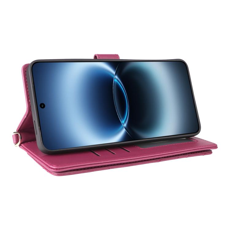 For vivo X300 Ultra Multifunctional 6-Card Slots Leather Phone Case with Wrist Strap